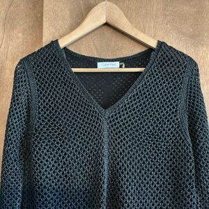 New Calvin Klein Women's Black V-Neck Sweater